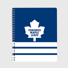 Тетрадь с принтом Toronto Maple Leafs в Курске, 100% бумага | 48 листов, плотность листов — 60 г/м2, плотность картонной обложки — 250 г/м2. Листы скреплены сбоку удобной пружинной спиралью. Уголки страниц и обложки скругленные. Цвет линий — светло-серый
 | Тематика изображения на принте: hockey | nhl | toronto maple leafs | нхл | хоккей