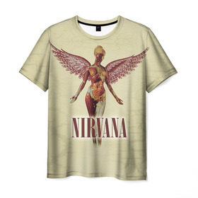 Мужская футболка 3D с принтом Nirvana в Курске, 100% полиэфир | прямой крой, круглый вырез горловины, длина до линии бедер | Тематика изображения на принте: cobain | curt | nirvana | rock | группа | кобейн | курт | нирвана | рок