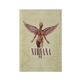 Обложка для паспорта матовая кожа с принтом Nirvana в Курске, натуральная матовая кожа | размер 19,3 х 13,7 см; прозрачные пластиковые крепления | cobain | curt | nirvana | rock | группа | кобейн | курт | нирвана | рок