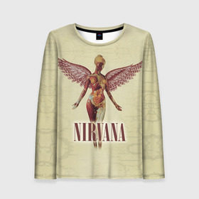 Женский лонгслив 3D с принтом Nirvana в Курске, 100% полиэстер | длинные рукава, круглый вырез горловины, полуприлегающий силуэт | cobain | curt | nirvana | rock | группа | кобейн | курт | нирвана | рок