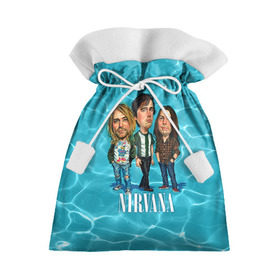 Подарочный 3D мешок с принтом Шаржи группа Nirvana в Курске, 100% полиэстер | Размер: 29*39 см | cobain | curt | nirvana | rock | группа | кобейн | курт | нирвана | рок