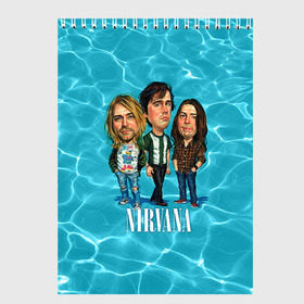 Скетчбук с принтом Шаржи группа Nirvana в Курске, 100% бумага
 | 48 листов, плотность листов — 100 г/м2, плотность картонной обложки — 250 г/м2. Листы скреплены сверху удобной пружинной спиралью | cobain | curt | nirvana | rock | группа | кобейн | курт | нирвана | рок