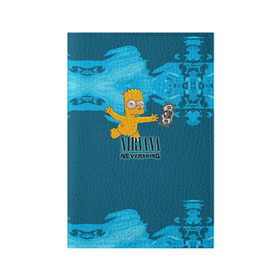 Обложка для паспорта матовая кожа с принтом Nirvana & Simpson в Курске, натуральная матовая кожа | размер 19,3 х 13,7 см; прозрачные пластиковые крепления | cobain | curt | nirvana | rock | группа | кобейн | курт | нирвана | рок