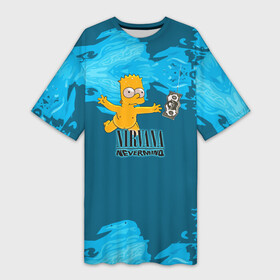 Платье-футболка 3D с принтом Nirvana  Simpson в Курске,  |  | cobain | curt | nirvana | rock | группа | кобейн | курт | нирвана | рок