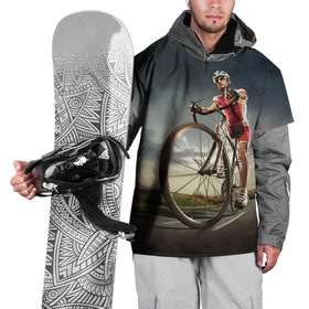 Накидка на куртку 3D с принтом Велогонщик в Курске, 100% полиэстер |  | extreme | вело | велосипед | шоссейный велосипед | экстрим
