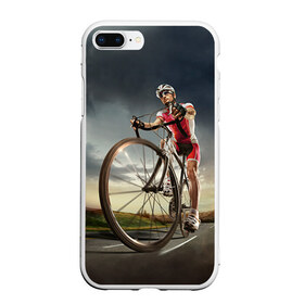 Чехол для iPhone 7Plus/8 Plus матовый с принтом Велогонщик в Курске, Силикон | Область печати: задняя сторона чехла, без боковых панелей | extreme | вело | велосипед | шоссейный велосипед | экстрим