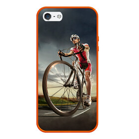 Чехол силиконовый для Телефон Apple iPhone 5/5S с принтом МТБ в Курске, Силикон | Область печати: задняя сторона чехла, без боковых панелей | extreme | вело | велосипед | шоссейный велосипед | экстрим