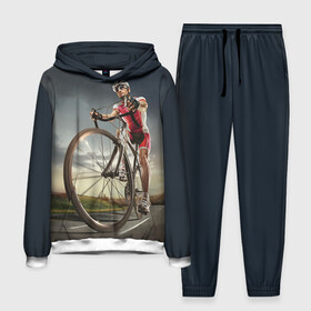 Мужской костюм 3D (с толстовкой) с принтом Велогонщик в Курске,  |  | extreme | вело | велосипед | шоссейный велосипед | экстрим