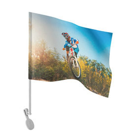 Флаг для автомобиля с принтом МТБ в Курске, 100% полиэстер | Размер: 30*21 см | extreme | вело | велосипед | маунтинбайк | мтб | экстрим