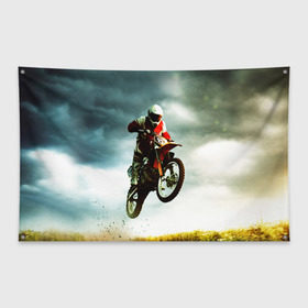 Флаг-баннер с принтом Эндуро в Курске, 100% полиэстер | размер 67 х 109 см, плотность ткани — 95 г/м2; по краям флага есть четыре люверса для крепления | extreme | мото | мотокросс | мотоцикл | экстрим