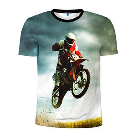 Мужская футболка 3D спортивная с принтом Эндуро в Курске, 100% полиэстер с улучшенными характеристиками | приталенный силуэт, круглая горловина, широкие плечи, сужается к линии бедра | extreme | мото | мотокросс | мотоцикл | экстрим