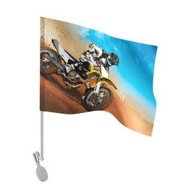 Флаг для автомобиля с принтом Эндуро в Курске, 100% полиэстер | Размер: 30*21 см | extreme | мото | мотокросс | мотоцикл | спорт | экстрим
