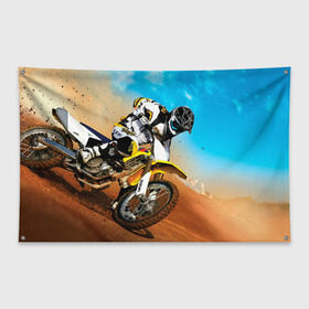 Флаг-баннер с принтом Эндуро в Курске, 100% полиэстер | размер 67 х 109 см, плотность ткани — 95 г/м2; по краям флага есть четыре люверса для крепления | extreme | мото | мотокросс | мотоцикл | спорт | экстрим