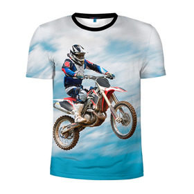 Мужская футболка 3D спортивная с принтом Эндуро в Курске, 100% полиэстер с улучшенными характеристиками | приталенный силуэт, круглая горловина, широкие плечи, сужается к линии бедра | extreme | мото | мотокросс | мотоцикл | экстрим