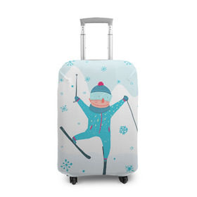 Чехол для чемодана 3D с принтом Лыжник в Курске, 86% полиэфир, 14% спандекс | двустороннее нанесение принта, прорези для ручек и колес | Тематика изображения на принте: extreme | ski | skiing | горнолыжное | горные лыжи | лыжник | фристайл | экстрим