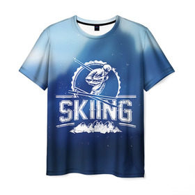 Мужская футболка 3D с принтом Лыжный спорт в Курске, 100% полиэфир | прямой крой, круглый вырез горловины, длина до линии бедер | extreme | ski | skiing | горнолыжное | горные лыжи | лыжник | фристайл | экстрим