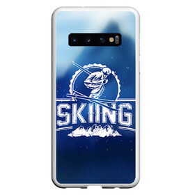 Чехол для Samsung Galaxy S10 с принтом Лыжный спорт в Курске, Силикон | Область печати: задняя сторона чехла, без боковых панелей | extreme | ski | skiing | горнолыжное | горные лыжи | лыжник | фристайл | экстрим
