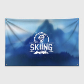 Флаг-баннер с принтом Лыжный спорт в Курске, 100% полиэстер | размер 67 х 109 см, плотность ткани — 95 г/м2; по краям флага есть четыре люверса для крепления | extreme | ski | skiing | горнолыжное | горные лыжи | лыжник | фристайл | экстрим