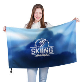Флаг 3D с принтом Лыжный спорт в Курске, 100% полиэстер | плотность ткани — 95 г/м2, размер — 67 х 109 см. Принт наносится с одной стороны | extreme | ski | skiing | горнолыжное | горные лыжи | лыжник | фристайл | экстрим