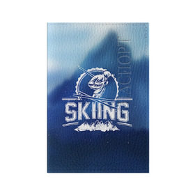 Обложка для паспорта матовая кожа с принтом Лыжный спорт в Курске, натуральная матовая кожа | размер 19,3 х 13,7 см; прозрачные пластиковые крепления | extreme | ski | skiing | горнолыжное | горные лыжи | лыжник | фристайл | экстрим
