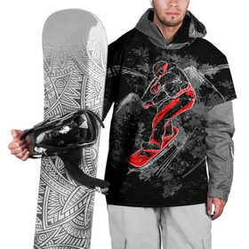 Накидка на куртку 3D с принтом Сноубордист в Курске, 100% полиэстер |  | extreme | snowboard | сноуборд | сноубордист | экстрим