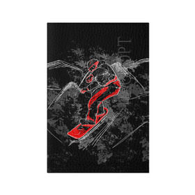 Обложка для паспорта матовая кожа с принтом Сноубордист в Курске, натуральная матовая кожа | размер 19,3 х 13,7 см; прозрачные пластиковые крепления | Тематика изображения на принте: extreme | snowboard | сноуборд | сноубордист | экстрим