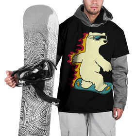 Накидка на куртку 3D с принтом Мишка на борде в Курске, 100% полиэстер |  | Тематика изображения на принте: extreme | snowboard | сноуборд | сноубордист | спорт | экстрим