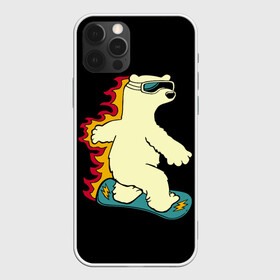 Чехол для iPhone 12 Pro с принтом Мишка на борде в Курске, силикон | область печати: задняя сторона чехла, без боковых панелей | extreme | snowboard | сноуборд | сноубордист | спорт | экстрим