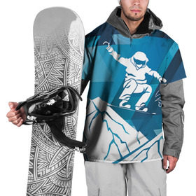 Накидка на куртку 3D с принтом Горы и сноубордист в Курске, 100% полиэстер |  | extreme | snowboard | сноуборд | сноубордист | экстрим