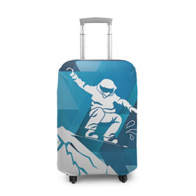 Чехол для чемодана 3D с принтом Горы и сноубордист в Курске, 86% полиэфир, 14% спандекс | двустороннее нанесение принта, прорези для ручек и колес | Тематика изображения на принте: extreme | snowboard | сноуборд | сноубордист | экстрим