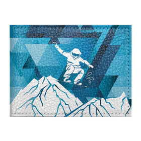 Обложка для студенческого билета с принтом Горы и сноубордист в Курске, натуральная кожа | Размер: 11*8 см; Печать на всей внешней стороне | extreme | snowboard | сноуборд | сноубордист | экстрим