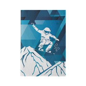 Обложка для паспорта матовая кожа с принтом Горы и сноубордист в Курске, натуральная матовая кожа | размер 19,3 х 13,7 см; прозрачные пластиковые крепления | Тематика изображения на принте: extreme | snowboard | сноуборд | сноубордист | экстрим