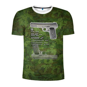 Мужская футболка 3D спортивная с принтом ТТ в Курске, 100% полиэстер с улучшенными характеристиками | приталенный силуэт, круглая горловина, широкие плечи, сужается к линии бедра | Тематика изображения на принте: оружие | пистолет | тт | ттх | тульский токарев