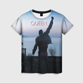 Женская футболка 3D с принтом Queen в Курске, 100% полиэфир ( синтетическое хлопкоподобное полотно) | прямой крой, круглый вырез горловины, длина до линии бедер | freddie | heavy | mercury | metal | queen | rock | квин | куин | меркури | меркюри | метал | рок | фредди меркьюри | фреди | хэви