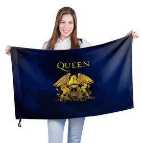 Флаг 3D с принтом Группа Queen в Курске, 100% полиэстер | плотность ткани — 95 г/м2, размер — 67 х 109 см. Принт наносится с одной стороны | freddie | heavy | mercury | metal | queen | rock | квин | куин | меркури | меркюри | метал | рок | фредди меркьюри | фреди | хэви