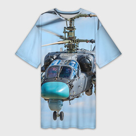 Платье-футболка 3D с принтом КА 52 в Курске,  |  | авиация | аллигатор | армия | боевой | ввс | вертолет | военная техника | ка 52 | ударный | черная акула