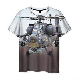 Мужская футболка 3D с принтом МИ 28 в Курске, 100% полиэфир | прямой крой, круглый вырез горловины, длина до линии бедер | Тематика изображения на принте: авиация | армия | боевой | ввс | вертолет | военная техника | ми 28 | ночной охотник | ударный