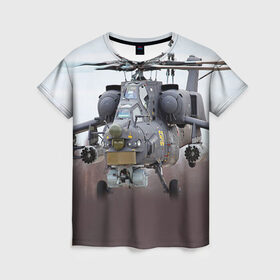 Женская футболка 3D с принтом МИ 28 в Курске, 100% полиэфир ( синтетическое хлопкоподобное полотно) | прямой крой, круглый вырез горловины, длина до линии бедер | авиация | армия | боевой | ввс | вертолет | военная техника | ми 28 | ночной охотник | ударный