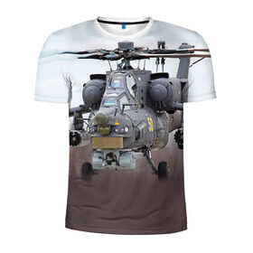 Мужская футболка 3D спортивная с принтом МИ 28 в Курске, 100% полиэстер с улучшенными характеристиками | приталенный силуэт, круглая горловина, широкие плечи, сужается к линии бедра | Тематика изображения на принте: авиация | армия | боевой | ввс | вертолет | военная техника | ми 28 | ночной охотник | ударный