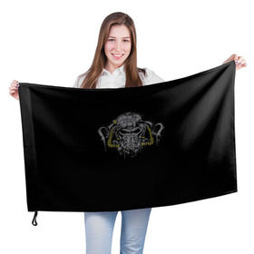 Флаг 3D с принтом Силовая Броня Т-60 в Курске, 100% полиэстер | плотность ткани — 95 г/м2, размер — 67 х 109 см. Принт наносится с одной стороны | armor | fallout | power | vault | убежище | фаллаут