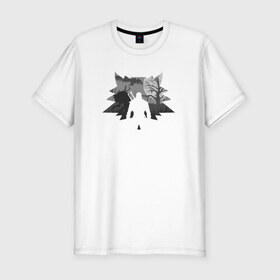 Мужская футболка премиум с принтом The Witcher в Курске, 92% хлопок, 8% лайкра | приталенный силуэт, круглый вырез ворота, длина до линии бедра, короткий рукав | ведьмак