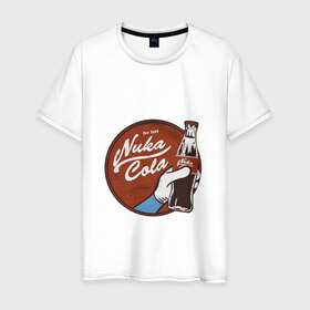 Мужская футболка хлопок с принтом Nuka Cola в Курске, 100% хлопок | прямой крой, круглый вырез горловины, длина до линии бедер, слегка спущенное плечо. | 