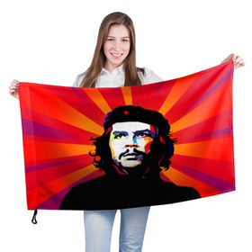 Флаг 3D с принтом Че Гевара в Курске, 100% полиэстер | плотность ткани — 95 г/м2, размер — 67 х 109 см. Принт наносится с одной стороны | куба | поп арт | революционер | чегевара