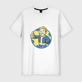 Мужская футболка премиум с принтом Fallout в Курске, 92% хлопок, 8% лайкра | приталенный силуэт, круглый вырез ворота, длина до линии бедра, короткий рукав | 
