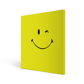 Холст квадратный с принтом Смайл в Курске, 100% ПВХ |  | emoji | smile | жёлтый | смайл | смайлик | улыбка | эмодзи | эмоции