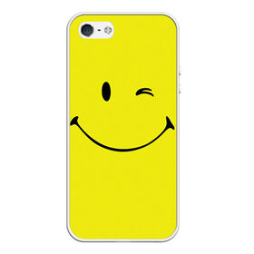 Чехол для iPhone 5/5S матовый с принтом Смайл в Курске, Силикон | Область печати: задняя сторона чехла, без боковых панелей | emoji | smile | жёлтый | смайл | смайлик | улыбка | эмодзи | эмоции