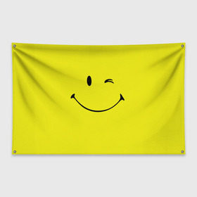 Флаг-баннер с принтом Смайл в Курске, 100% полиэстер | размер 67 х 109 см, плотность ткани — 95 г/м2; по краям флага есть четыре люверса для крепления | emoji | smile | жёлтый | смайл | смайлик | улыбка | эмодзи | эмоции