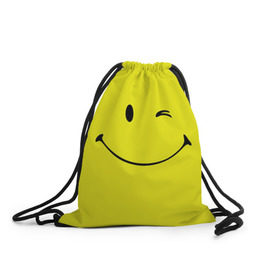 Рюкзак-мешок 3D с принтом Смайл в Курске, 100% полиэстер | плотность ткани — 200 г/м2, размер — 35 х 45 см; лямки — толстые шнурки, застежка на шнуровке, без карманов и подкладки | emoji | smile | жёлтый | смайл | смайлик | улыбка | эмодзи | эмоции