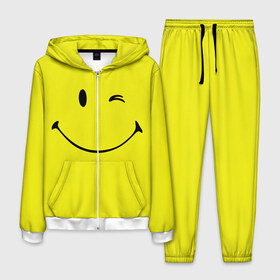 Мужской костюм 3D с принтом Смайл в Курске, 100% полиэстер | Манжеты и пояс оформлены тканевой резинкой, двухслойный капюшон со шнурком для регулировки, карманы спереди | emoji | smile | жёлтый | смайл | смайлик | улыбка | эмодзи | эмоции