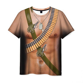 Мужская футболка 3D с принтом Солдат в Курске, 100% полиэфир | прямой крой, круглый вырез горловины, длина до линии бедер | 23 февраля | армия | граната | защитник | мужской праздник | мужчине | отечества | подарок | пуля | солдат